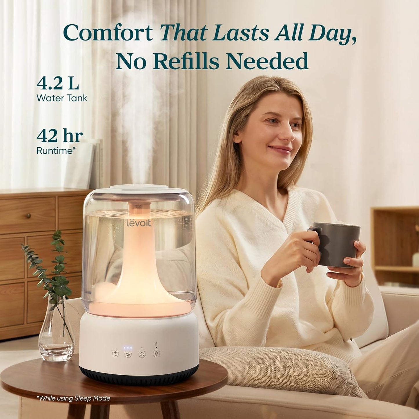 LEVOIT Dual 200S Smart Humidifiers for Bedroom, Top Fill, Customize Humidity for Home, Baby Nursery & Plants with Humidistat, Essential Oil Diffuser, Schedule, Timer, APP & Voice Control, 3L, Blue