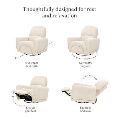 Babyletto Rainbow Recliner and Swivel Glider in Almond Teddy Loop, Greenguard Gold Certified and CertiPUR-US® Certified