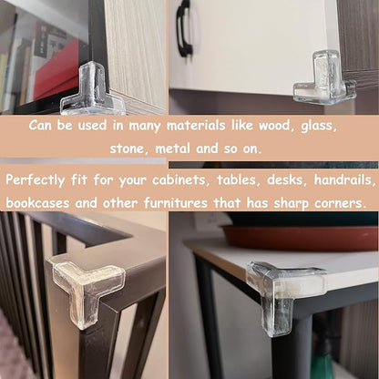 saicheek 12Pcs Large(Length: 1.7inch) Silicone Corner Protector Baby Proofing,Table Corner Protectors for Baby,Strong Adhesive T Shaped Baby Head Protector Table Corner Protectors for Furniture