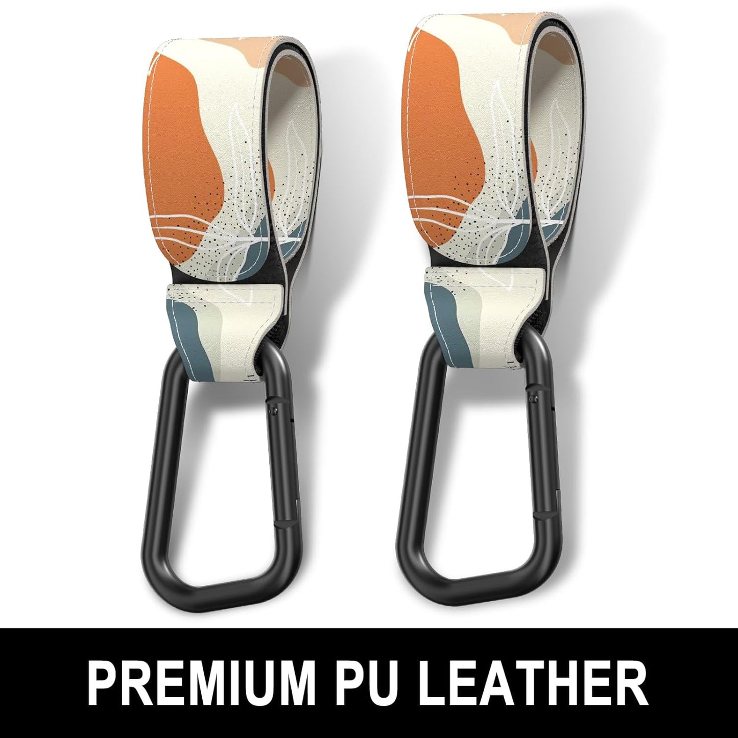 Baby Stroller Hooks for Hanging Bags, Universal Stroller Clips Accessories, Mommy Hook for Diaper Bag, Shopping Cart, Purse, Backpack - 2 Pack, Abstract Leaf