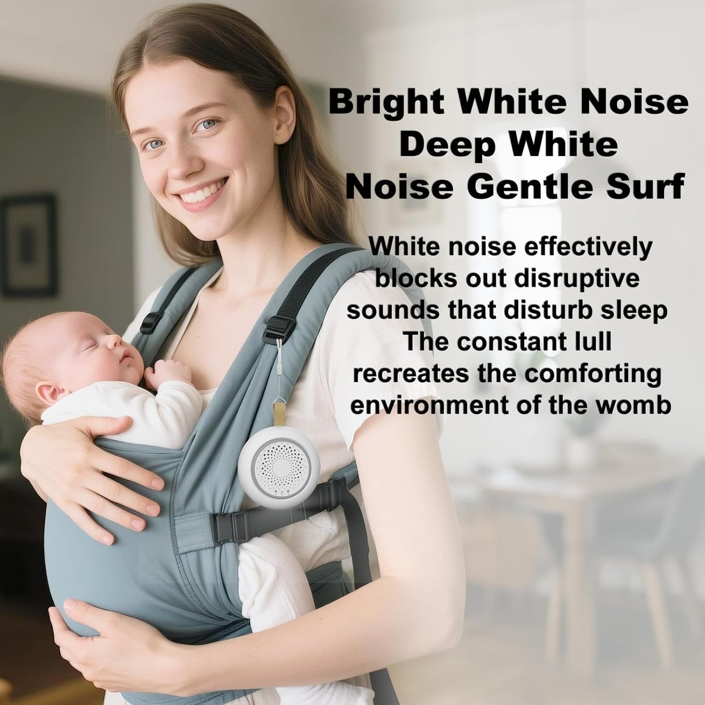 Portable White Noise Sounds Machine with Nightstand Mode, 24 Soothing Sounds, Support Crying Sounds Detection and Timer, Rechargeable Sleep Machine for Helping Comfort Baby Sleep