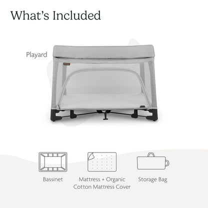 UPPAbaby Remi Playard | Deluxe 3-in-1 Portable Playard, Bedside Bassinet + Travel Crib| Mesh Bassinet, Mattress, Organic Cotton Mattress Cover + Storage Bag Included | Charlie (Sand Mélange)