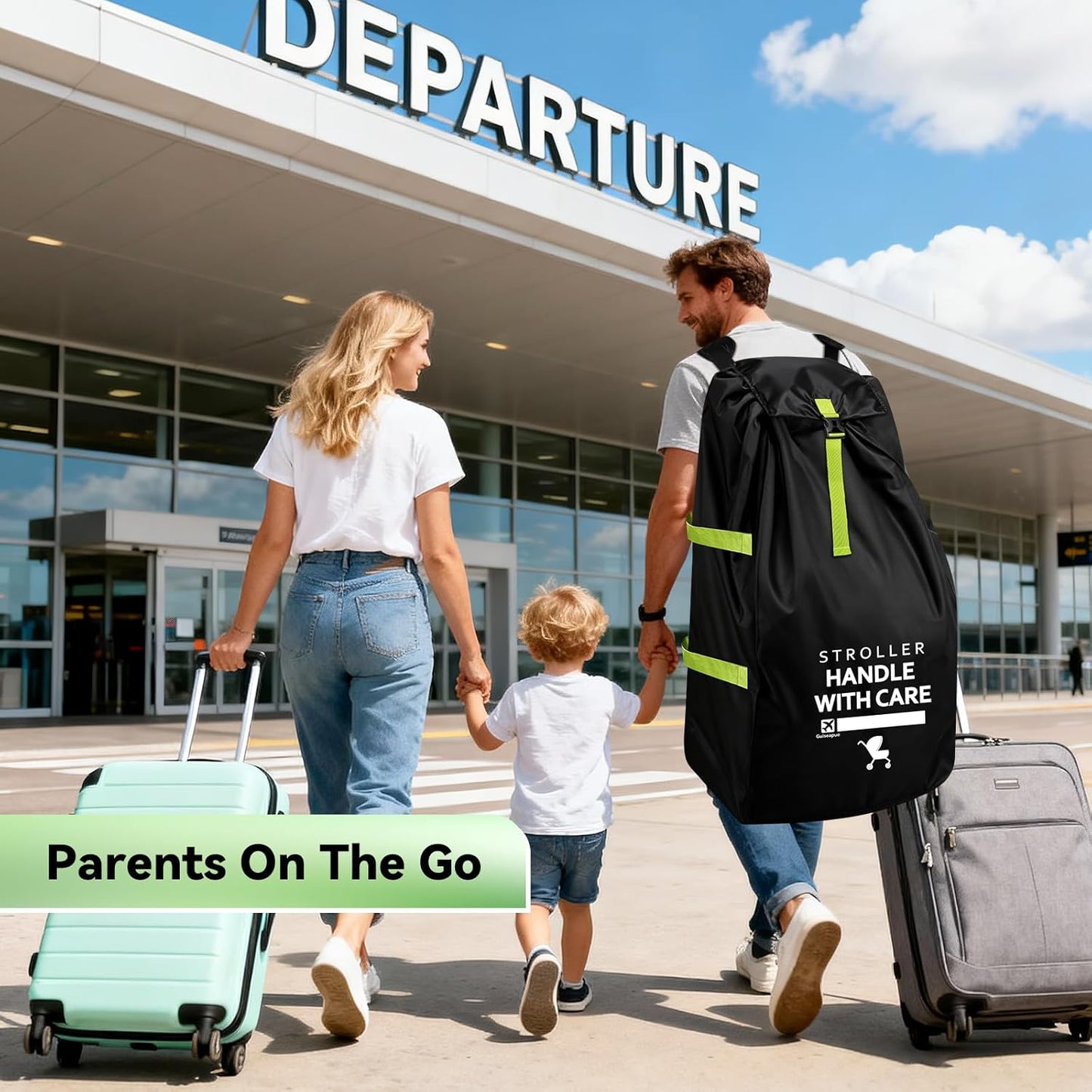 Stroller Bag for Airplane: Airplane Travel Essentials, 46" H x 21" W x 13" D Stroller Cover for Air Travel, Fit Single/Double/Jogging/Baby Stroller Travel System, First Mothers Day Gifts for New Mom
