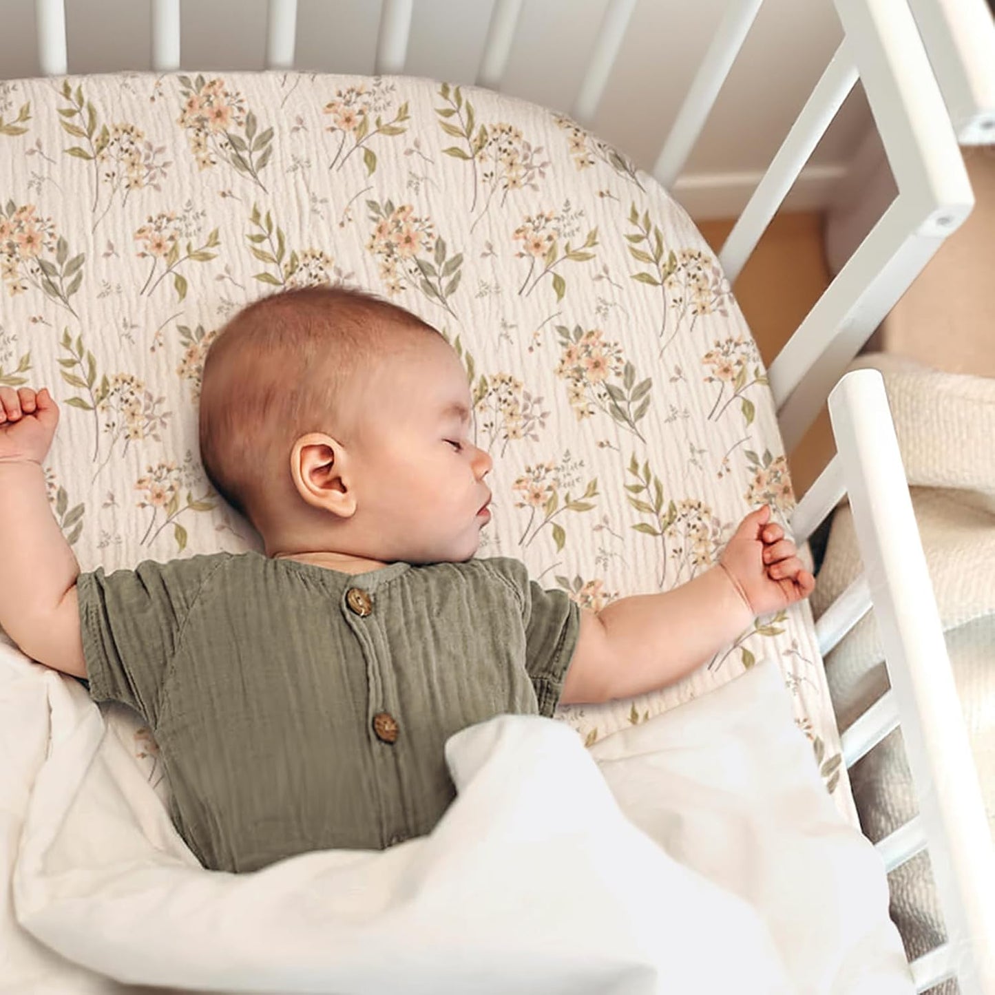 lulumoon Muslin Bassinet Sheets for Baby: Soft Bedside Sleeper Bassinet Fitted Sheets for Boys and Girls