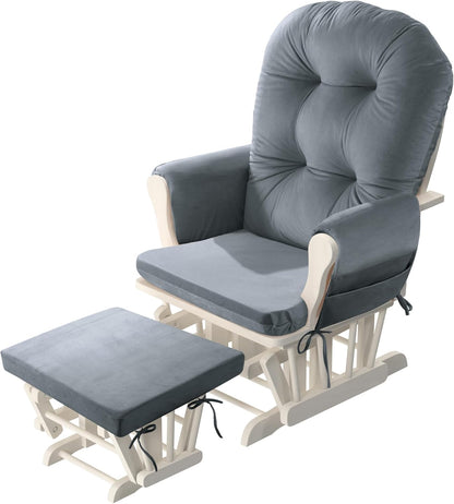 HOMBYS Glider Rocker Replacement Cushions 5 PCS with Storage Side Pocket, Velvet Fabric, Foam & Microfiber Filling, Non-Slip & Washable,Thickened & Supportive for Glider Rocking Chair