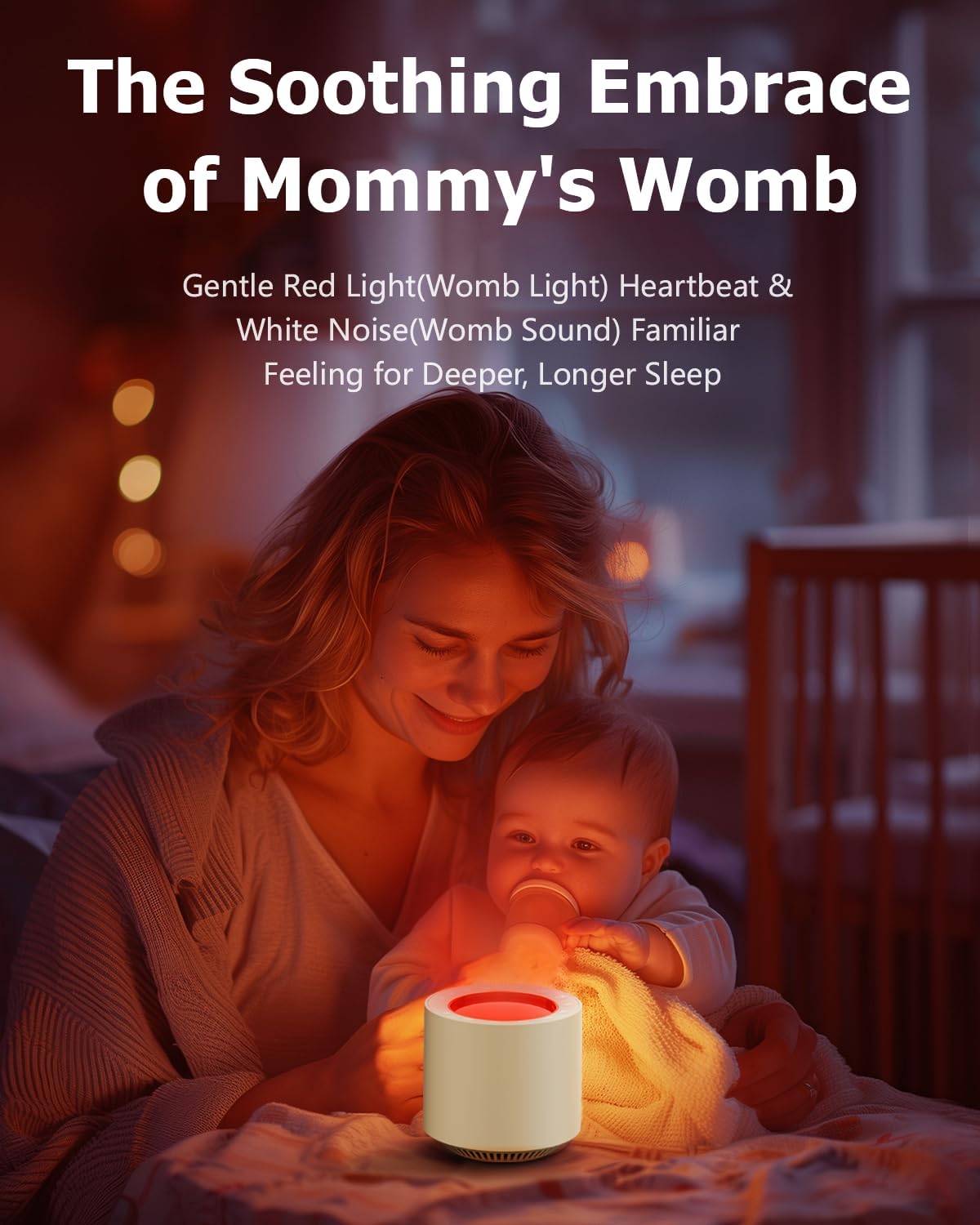 White Noise Sound Machine: Red Light Therapy Sleep Sound Machine with 38 Soothing Sounds & Calming Womb Soother, Memory Function, Dimmable Nursery Night Light with Timer for Baby Adult Gift