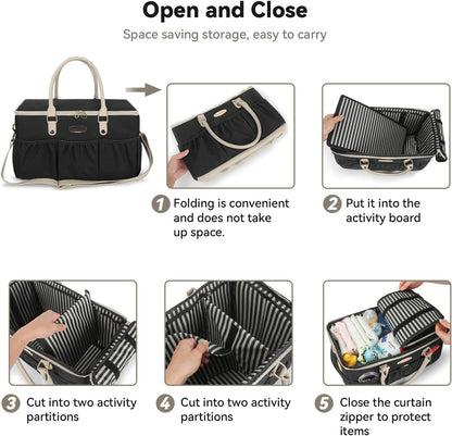 DOKUS & CO Luxe Diaper Caddy Organizer, Extra Large Collapsible Nursery Storage Tote for Baby Essentials & Travel