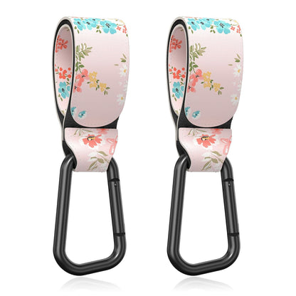 Baby Stroller Hooks for Hanging Bags, Universal Stroller Clips Accessories, Mommy Hook for Diaper Bag, Shopping Cart, Purse, Backpack - 2 Pack, Abstract Leaf