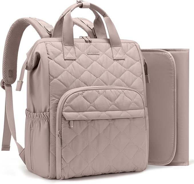 LOVEVOOK Small Diaper Bag Backpack, Mini Baby Bag for Girl Boy with Changing Pad, Diaper Backpack for Mom Dad with Stroller Buckles