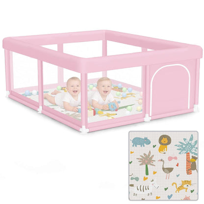 Hiaksedt Baby Playpen 50x50 Inch, Play Pens for Babies and Toddlers Baby Fence Play Yards for Indoor & Outdoor with Breathable Mesh Anti-Fall Playpen