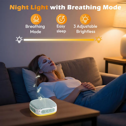 Portable Sound Machine for Travel, White Noise Sound Machine for Sleeping, 52-Hour Lasting Mini Noise Machine with 21 Quality Non-looping Sounds, Headphone Jack, Memory, Timer for Adults,Hotel (White)