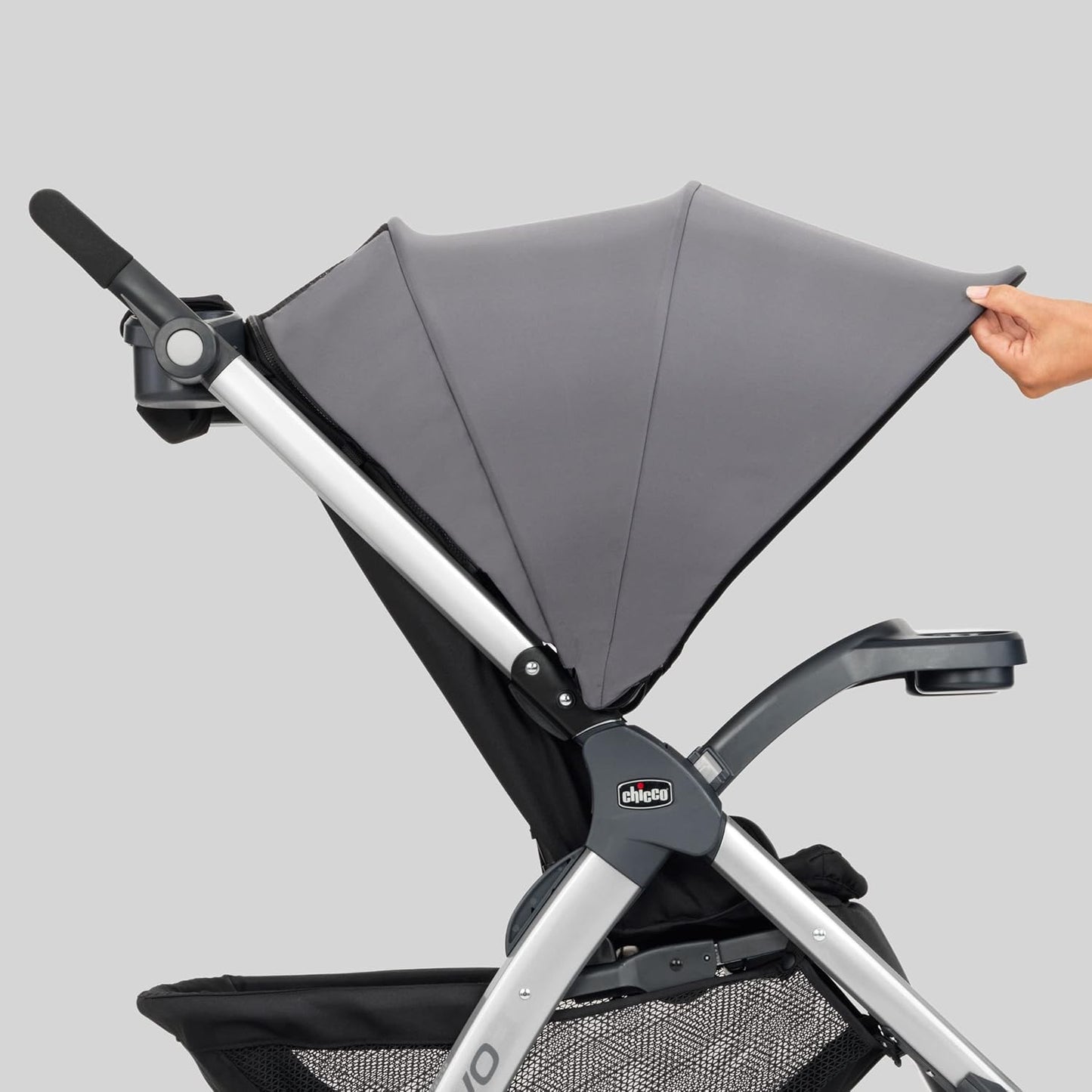 Chicco Bravo LE ClearTex Full-Size Stroller for Babies and Toddlers, UPF-Rated Canopy, GREENGUARD Gold Certified, Lightweight, One-Hand Compact Fold, Pewter/Grey
