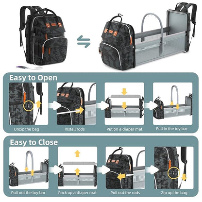 ISMGN Diaper Bag Backpack with Changing Station, Large Diaper Bag, Multifunctional Diaper Bag, Baby Bag, Camo