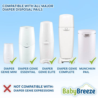 Diaper Pail Refill Bags Compatible with Playtex Diaper Genie- 1960 Count (7 Sets of 1 Pack) – by BabyBreeze