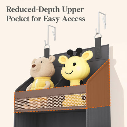 Lifewit 4 Tier Over the Door Diaper Organizer for Nursery, Large Heavy Duty Hanging Storage with 4 Mesh Side Pockets, Sturdy Back of Door Shelf for Baby Stuff Toy in Pantry, Laundry, Bathroom, Gray
