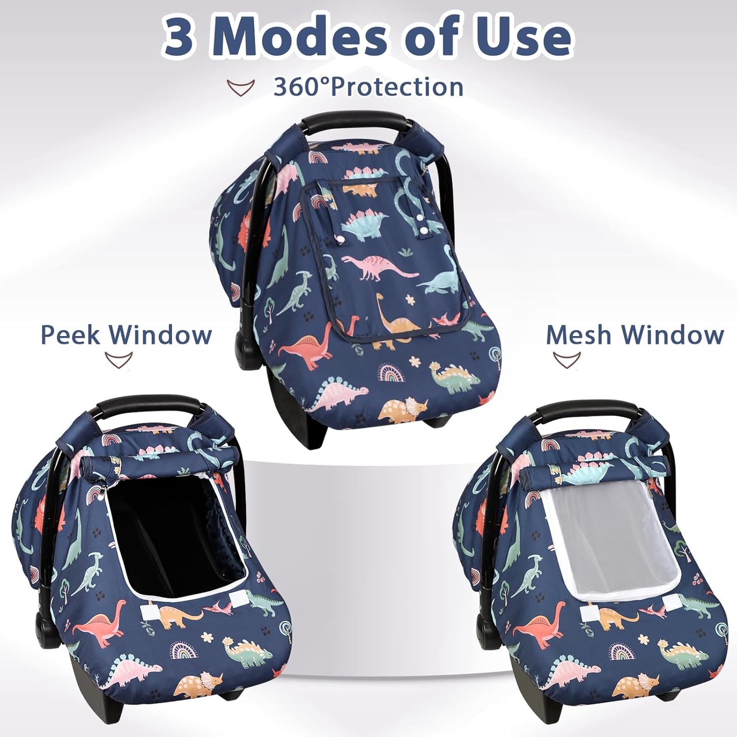 Car Seat Cover Baby Girl, Warm Winter Carseat Cover for Baby, Kick-Proof Infant Car Seat Cover with Peep Window, Windproof & Cozy, Pink Rainbow