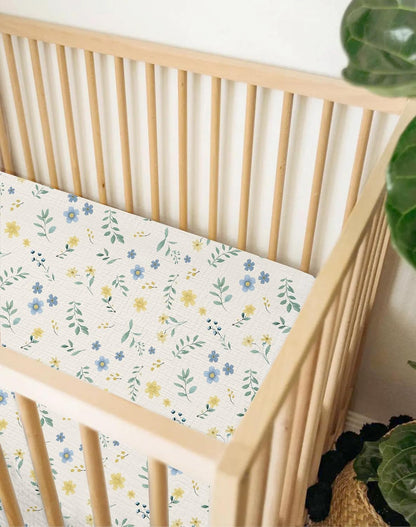 Muslin Bedside Bassinet Sheets 2 Pack, 33x20 Fitted Ultra Soft & Breathable Bedside Sleeper Sheets, Ideal for Baby Girl and Boy, Perfect for Newborns (Hopping Bunnies & Beige)