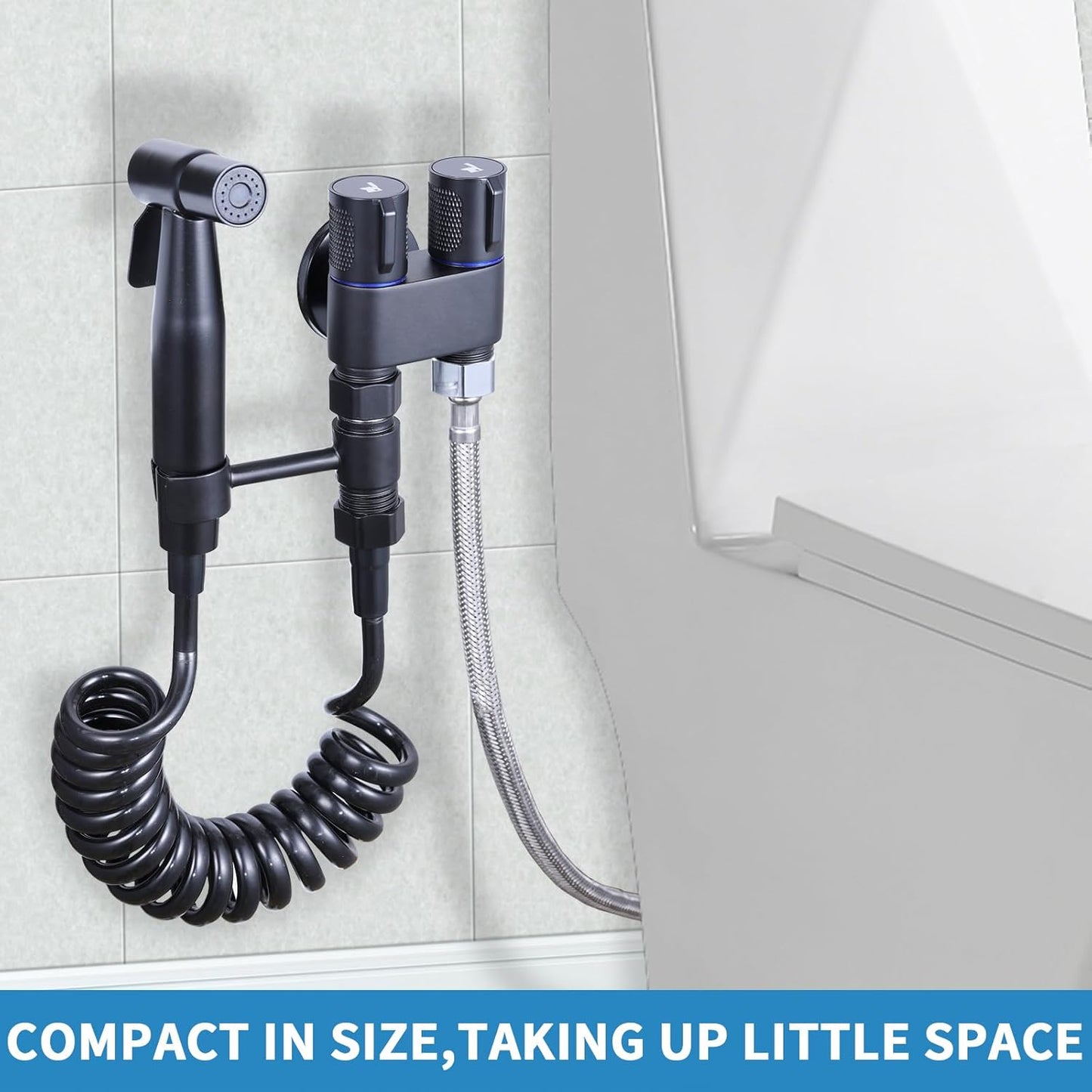 Handheld Toilet Bidet Sprayer for Toilet, Muslim Shower Bidet Toilet Hose Sprayer Kit, Jet Spray Bidet Attachment Connected to Faucet for Cloth Diaper Care and Feminine Wash (Silver)