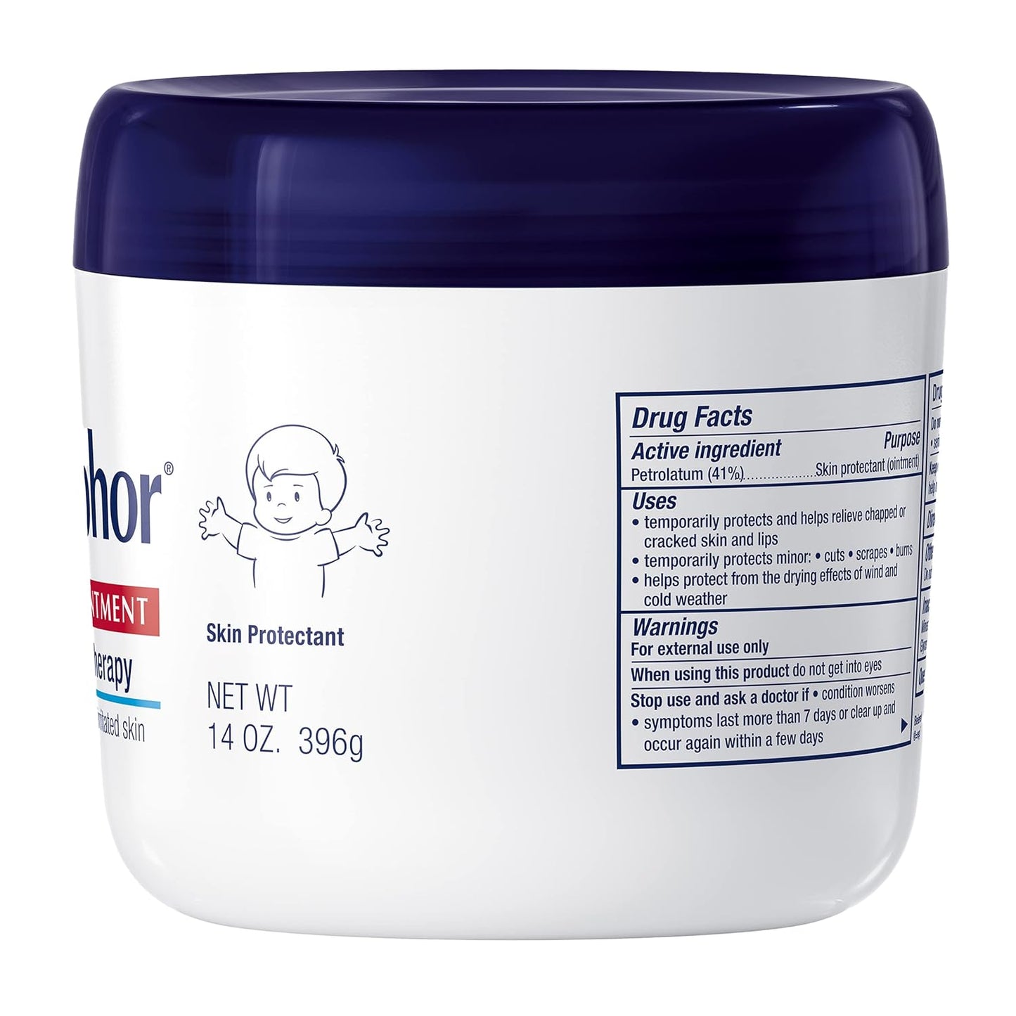 Aquaphor Children's Advanced Therapy Healing Ointment, 41% Petrolatum Skin Protectant Ointment for Minor Wound Care, Chapped or Cracked Skin and Lips, 14 Oz Jar