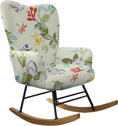 CRFATOP Jacquard 1 PC Nursery Rocking Chair Recliner Covers Upholstered Glider Rocker Banquet Armchair Slipcover Stretch Accent Chairs Furniture Protector for Living Room Bedroom Offices,Green