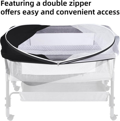 Bassinet Cover Mosquito Net for Babies to Keep Insects/Bugs/Cats Out, Toddler Bassinet/Bedside Sleeper/Crib Net with Two-Way Zippers & Storage Bag, Breathable Mesh Holes, White