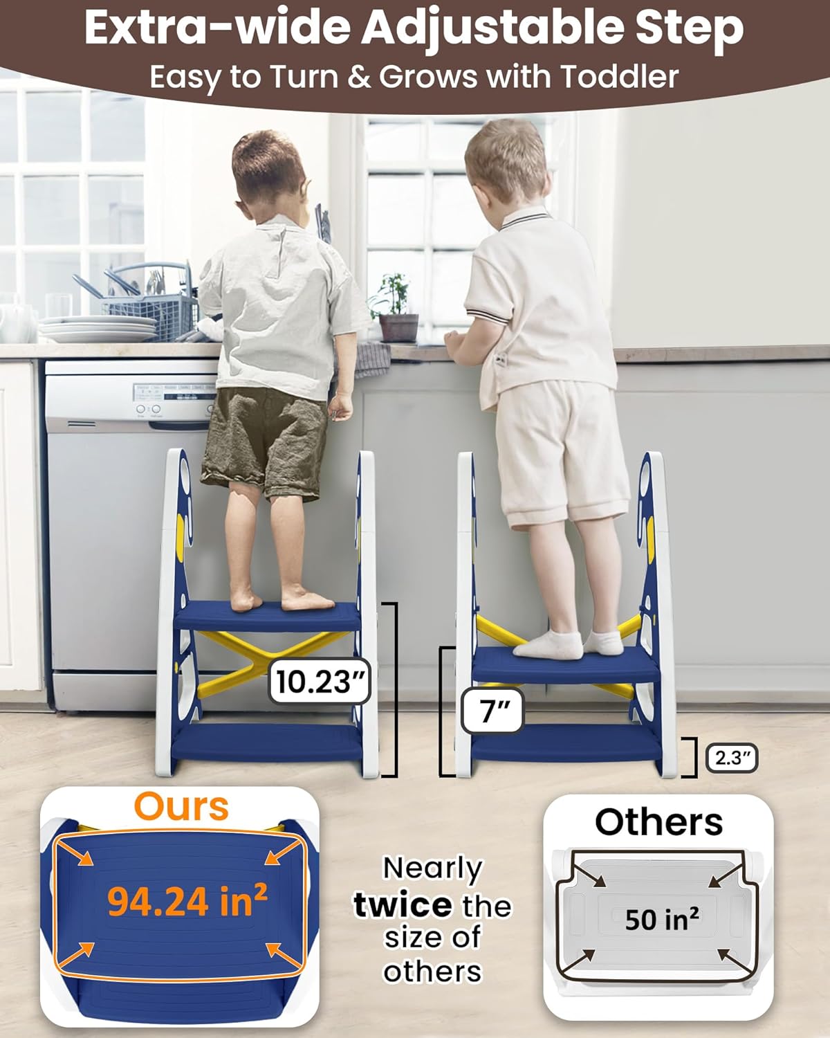 Potty Training Seat, Primlect Upgrade Ultra-Stable Toddler Toilet Seat for Kids Boys Girls, 2 in 1 Potty Training Toilet with Step Stool, Adjustable Seat and Ladder, Non-Slip Pad, Splash Guard (Grey)