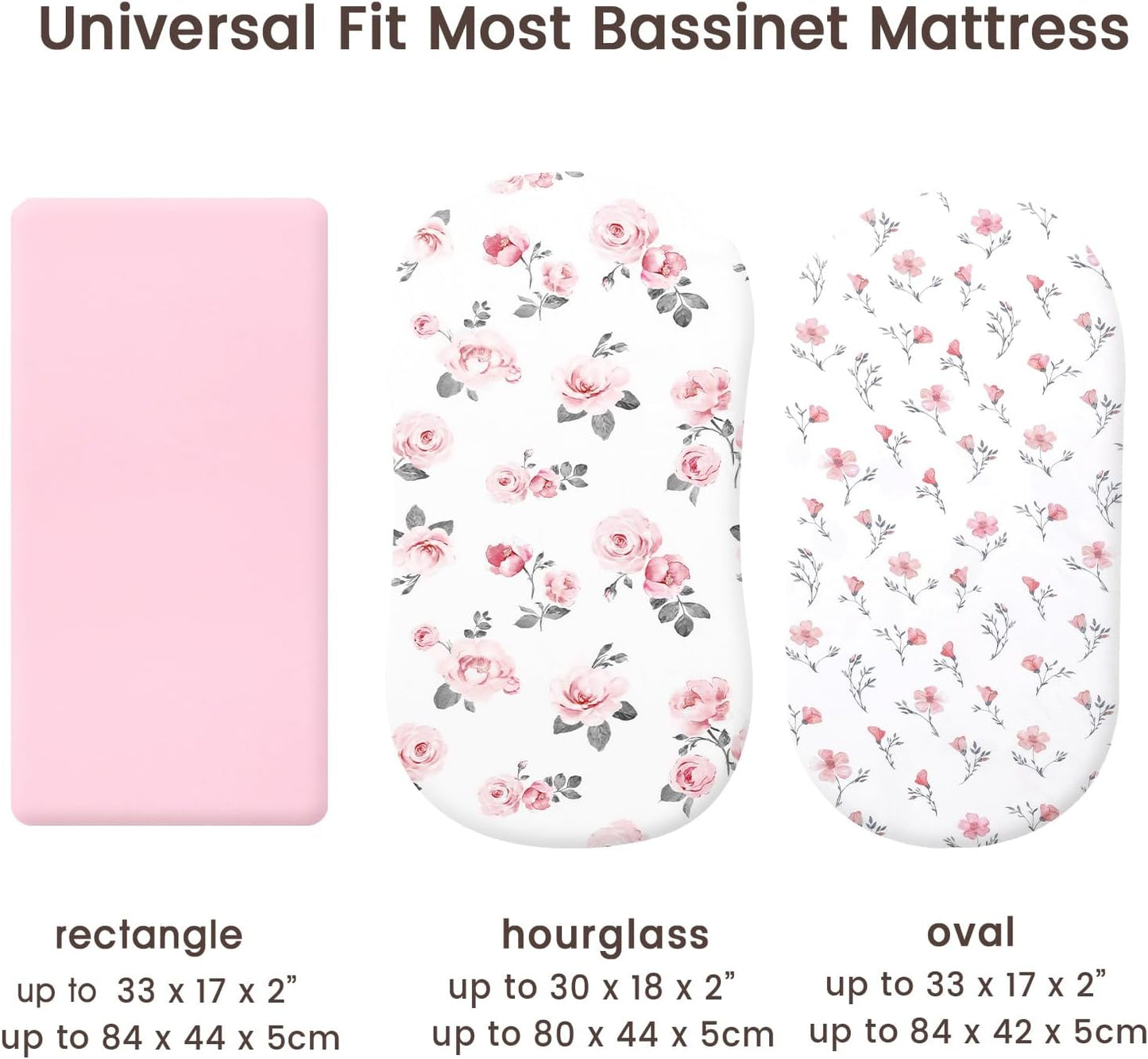PHF 3 Pack Soft Mini Crib Sheets, Floral & Animal Pack N Play Sheets for Baby Boys Girls, No Slip Universal Fit for Pack N Play, Playard, Portable and Mini Crib Mattresses,Floral & Animal