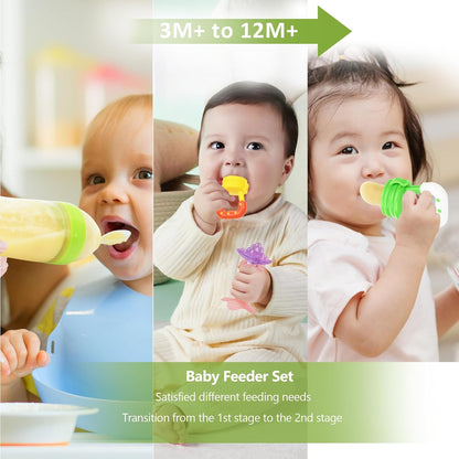 WAJIAYON Baby Fruit Feeder Pacifier | Infant Food Feeder Pacifier & Food Dispensing Spoon | Fresh Fruit Teethers for Babies | Silicone Feeder Baby,Mesh teethers for Babies Gifts for Boys and Girls