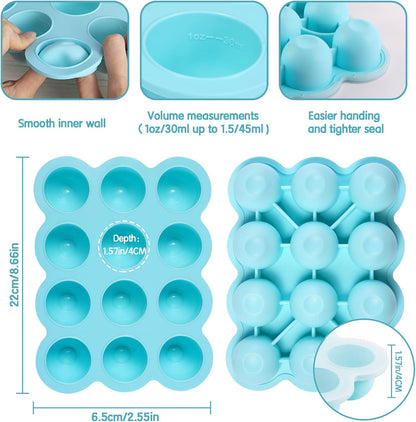 12x1.5oz Baby Food Storage Containers, Baby Food Freezer Tray with Clip Lid Gossamer Pink, Food Grade Silicone Freezer Trays for Purees & Vegetables