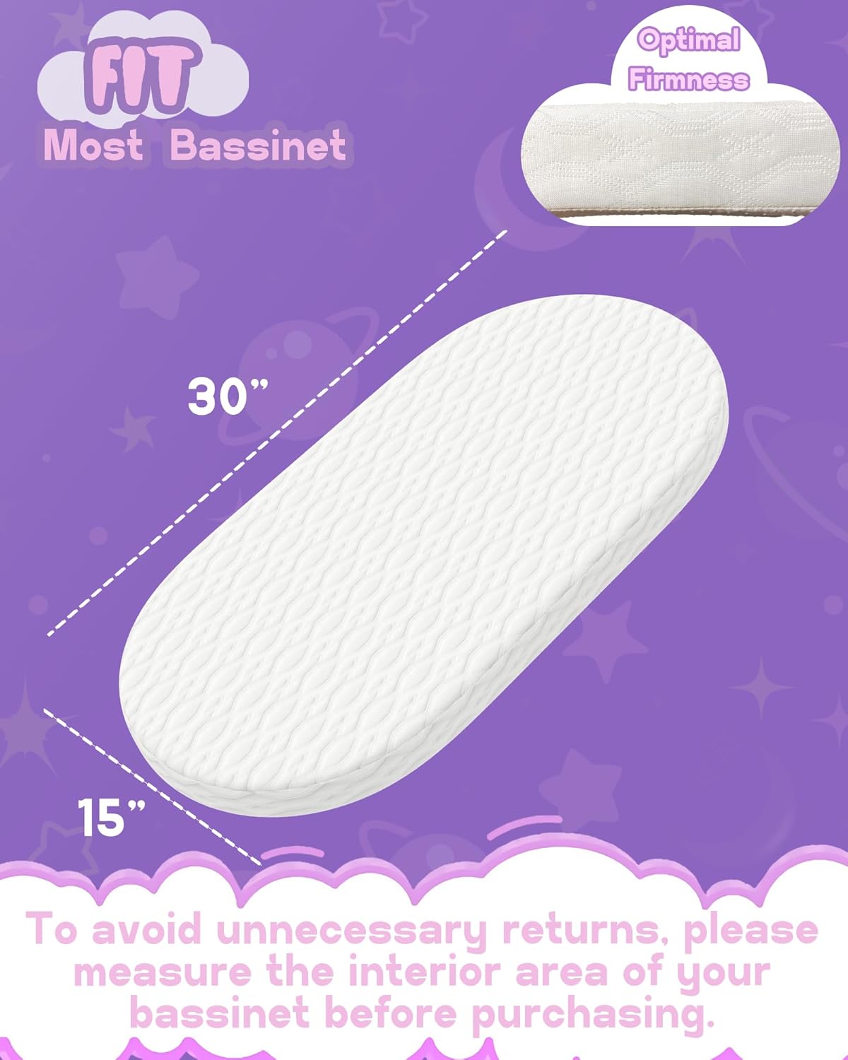 WELLZEE Pack N Play Mattress 36.5"x25", Fit for Dream On Me Nest/Zodiak/Zoom Portable, Pamo Babe Deluxe and Baby Trend Playard, Breathable & Washable Cover, Ultra-Suppotive Foam