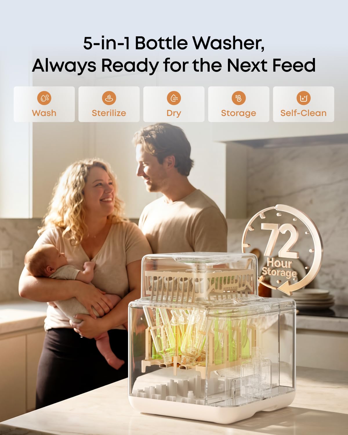eufy Bottle Washer S1 Pro, Built-in Water Softener, All-in-One 3D HydroBlast Washer, 212°F Steam Sterilizer & Thoroughly Fast Dryer, Largest 10-Bottle Capacity, Smart App Control, Hands-Free