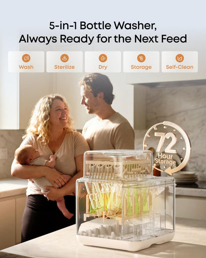 eufy Bottle Washer S1 Pro, Built-in Water Softener, All-in-One 3D HydroBlast Washer, 212°F Steam Sterilizer & Thoroughly Fast Dryer, Largest 10-Bottle Capacity, Smart App Control, Hands-Free