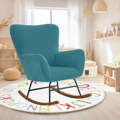 Levoberg Nursery Rocking Chair Cover Stretch Rocker Glider Chairs Cover Slipcovers Jacquard Rocking Accent Chair Cover Recliner Armchair Slipcover for Nursery Living Room Bedroom Office Black