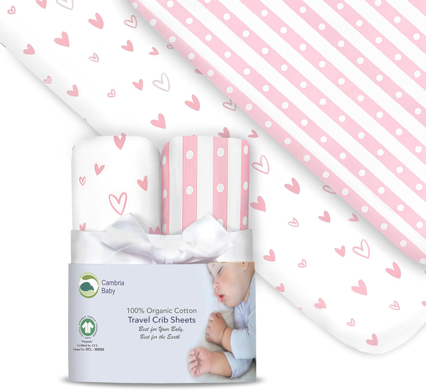 100% Organic Cotton Fitted Sheets for Graco Pack n Play, Babyletto, Pamo Babe, Hiccapop, Dream on Me, Evenflo, Baby Trend, Hygge Hush Portable/Mini Crib/Playards, Beka Bedside Bassinet 2 Pk