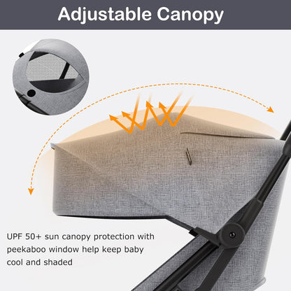INFANS Ultra-Compact Fold Airplane Ready Travel Stroller, One-Hand Gravity Fold Near Flat Recline Seat, Foldable Toddler Stroller for Infant 6-36 Month
