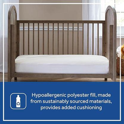Sealy Baby Quilted Organic Cotton Top Breathable Fitted Waterproof Infant Crib Mattress Protector Pad and Toddler Bed Cover, Durable and Comfortable Topper, Machine Washable, 52” x 28”- Cream