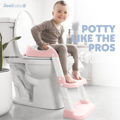 Jool Baby Potty Training Seat with 2 Step Ladder for Toddlers - Splash Guard, Adjustable Height (Gray)