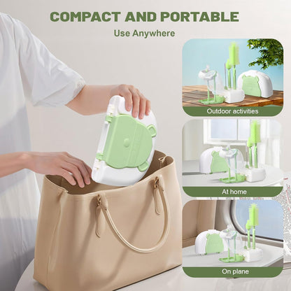Baby Bottle Cleaner Brush Set Bottle Cleaner Brush Set Portable Bottle Cleaning Kit Set Silicone Brush, Nipple Brush, Straw Brush, Dispense Detergent Dispenser, Drying Rack - 6 in 1