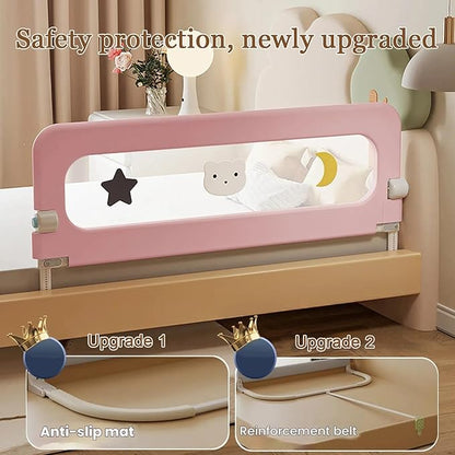 Bed Rail for Toddlers, Foldable Baby Bed Rail Guard, Adjustable, Safety, Convenient, Guard Rails with Twin, Full, Queen& King Size (Gray Cartoon, 71inch)