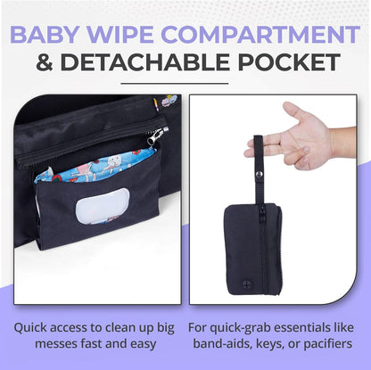 Universal Stroller Organizer - Multifunctional Stroller Caddy With Cup Holders - Non Slip Straps For All Strollers - Easy To Use