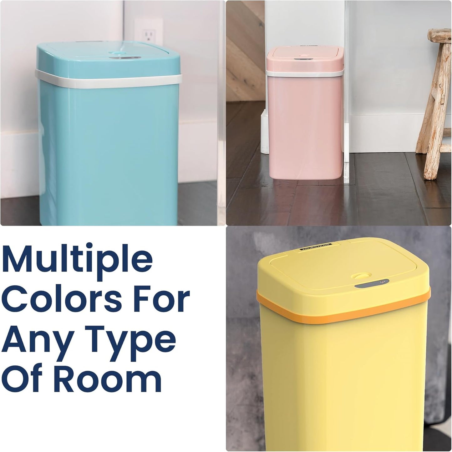 Ninestars NPT-16-1TB Automatic Touchless Motion Sensor Diaper Disposal Trash Can with lid, 4.2 gallon/16 L, Teal Blue, Plastic