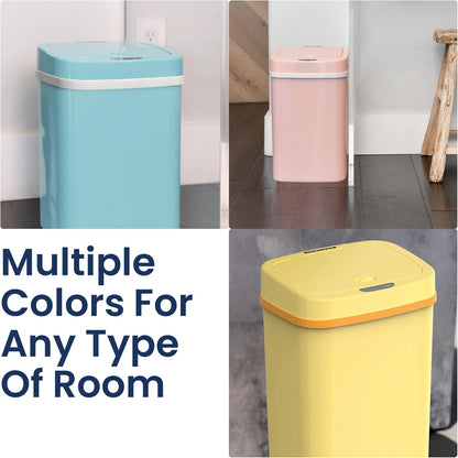 Ninestars NPT-16-1TB Automatic Touchless Motion Sensor Diaper Disposal Trash Can with lid, 4.2 gallon/16 L, Teal Blue, Plastic