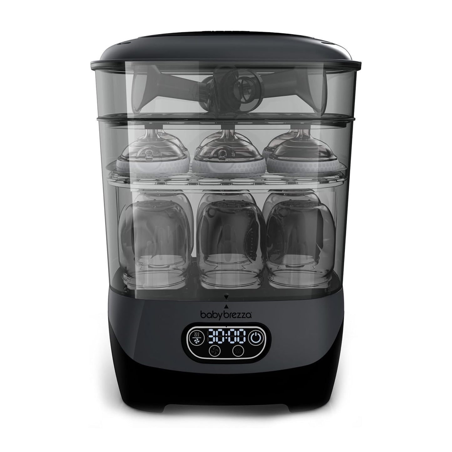 Baby Brezza Bottle Sterilizer and Dryer Advanced – 33% Faster - Largest Capacity Steam Sanitizer - Universal Sterilization Machine for All Bottles + Pump Parts - HEPA Air Filter, Charcoal