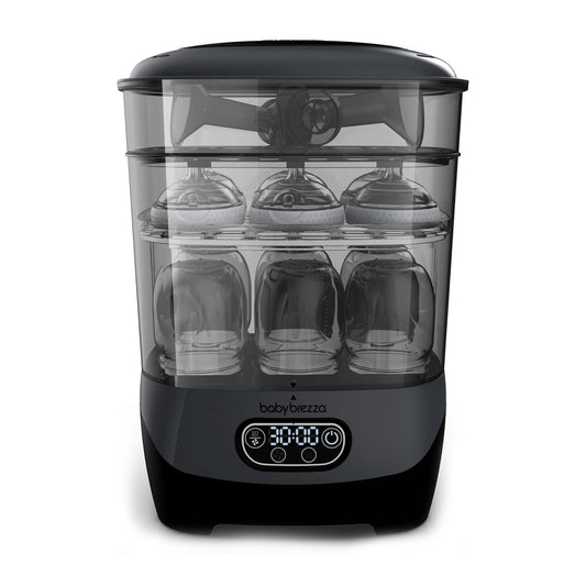 Baby Brezza Bottle Sterilizer and Dryer Advanced – 33% Faster - Largest Capacity Steam Sanitizer - Universal Sterilization Machine for All Bottles + Pump Parts - HEPA Air Filter, Charcoal