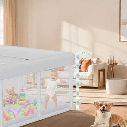 Hiaksedt Baby Playpen 50x50 Inch, Play Pens for Babies and Toddlers Baby Fence Play Yards for Indoor & Outdoor with Breathable Mesh Anti-Fall Playpen
