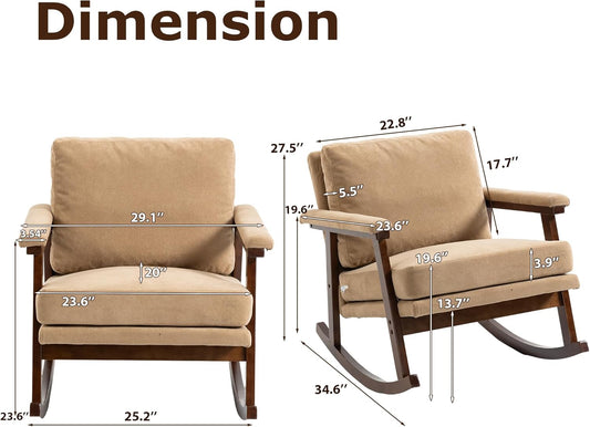 Rocking Accent Chair, Nursery Upholstered Glider Cozy Small Rocker Rocking Chair for Adult, Comfy Side Modern Arm Chair for Living Room/Bedroom/Offices/Balcony-White