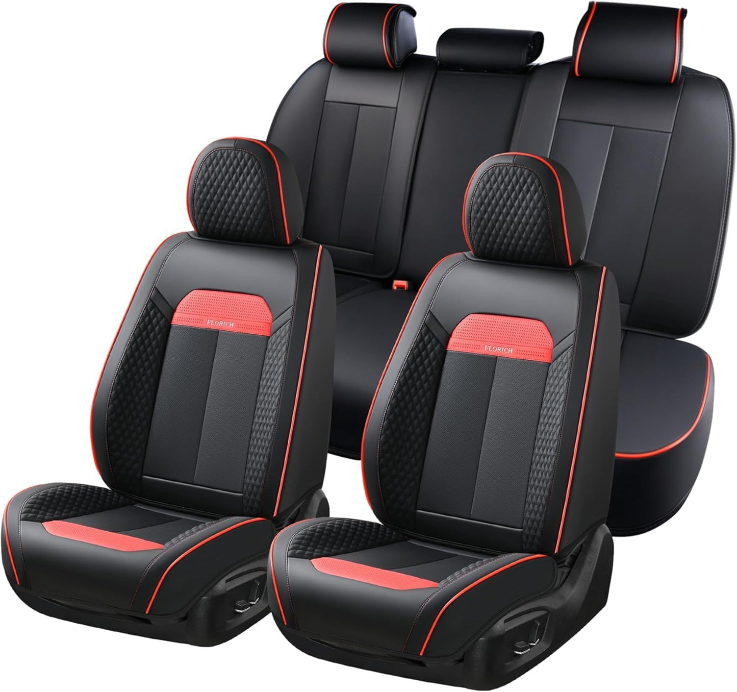 FLORICH Car Seat Covers Full Set, Automotive Seat Covers, Black Car Seat Cover, Waterproof Seat Protectors Universal fit for Car Truck Van SUV - Black
