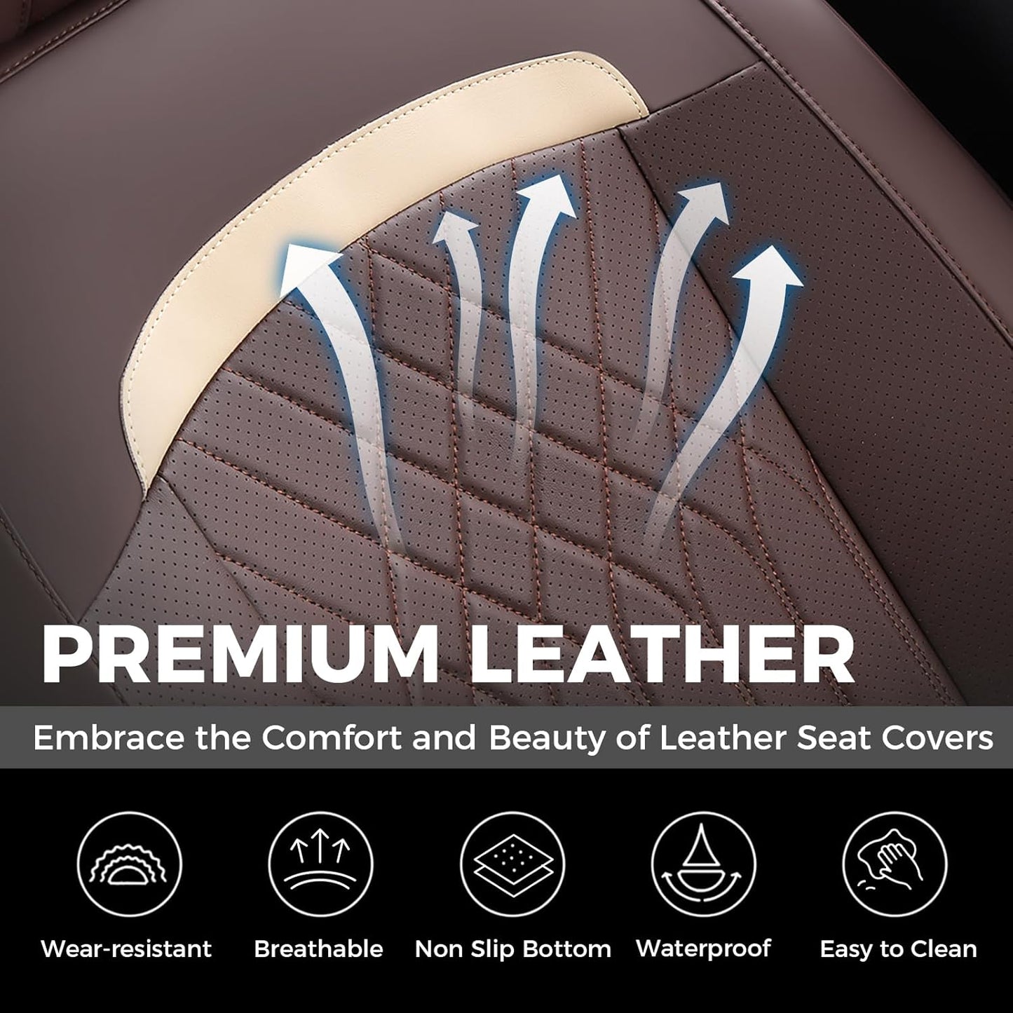 FLORICH Car Seat Covers Front Seat, Leather Seat Covers for Cars, Car Seat Protector Waterproof, Universal Automotive Seat Covers, Front Car Seat Cover Fit for Most Sedans SUV Pick-up Truck