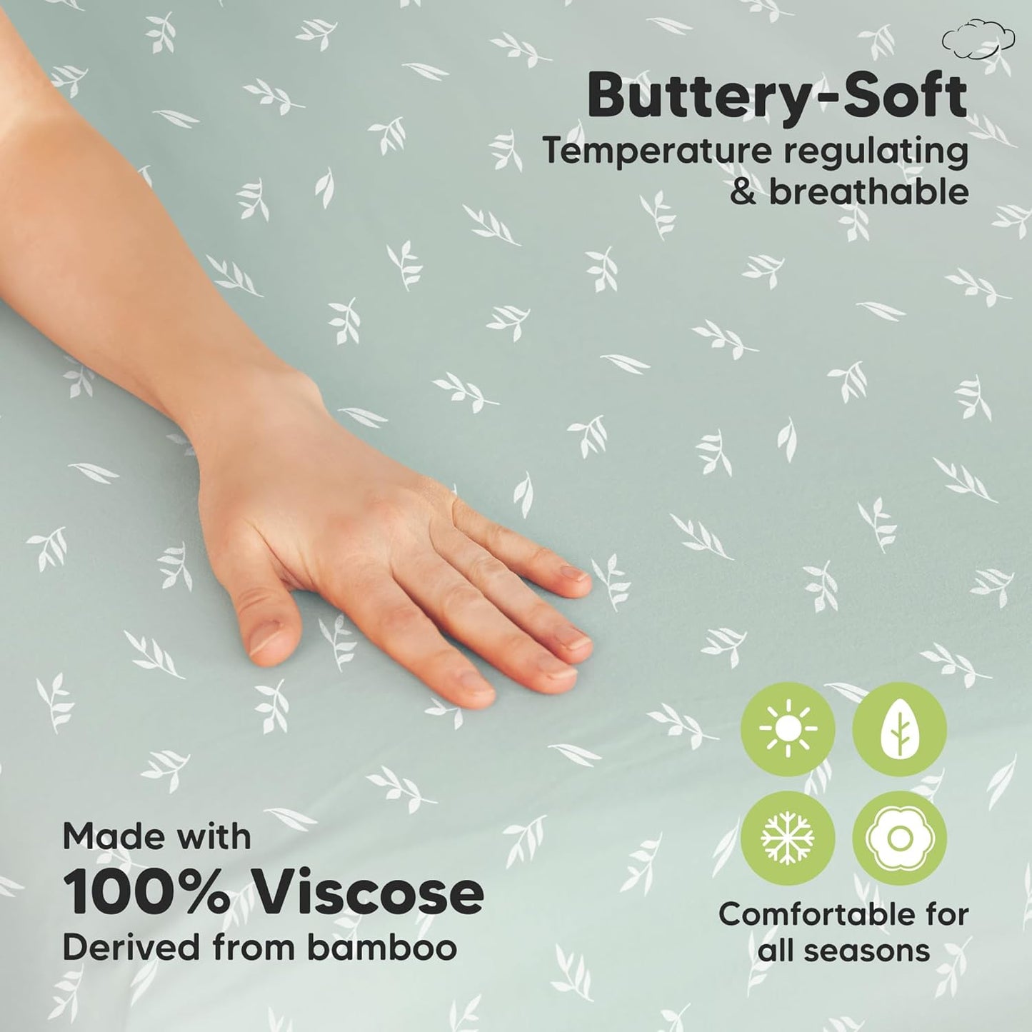 2-Pack Waterproof Pack and Play Sheets, Mini Crib Sheets Fitted for Boy, Girl - 38 x 26 Viscose from Bamboo Pack N Play Mattress Sheets for Graco, Toddler Playard Baby Crib Sheets Neutral (Blue Flax) - Colors A