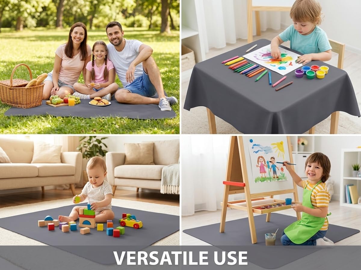 Splat Mat for Under High Chair/Arts/Crafts, Waterproof and Anti-Slip Splash Mat Floor Protector, Washable Highchair Floor Mat, 51 Inch Reusable Messy Mat and Baby Feeding Table Cloth
